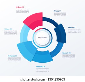 Vector circle chart design, modern template for creating infographics, presentations, reports, visualizations.