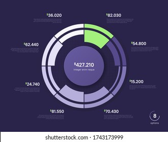 Vector circle chart design, modern template for creating infographics, presentations, reports, visualizations.