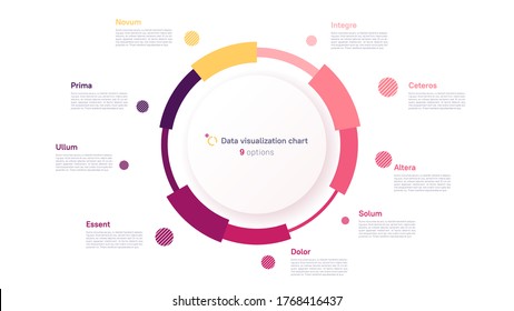Vector circle chart design, modern template for creating infographics, presentations, reports, visualizations.