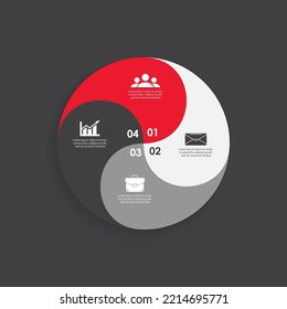 Vector circle chart infographic. Template with for cycle diagram, graph, web design. Business concept with 4 steps or options. Abstract background.