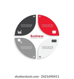 Vector circle chart infographic template for cycle diagram, graph, web design. Business concept with 4 steps, options or processes. Isolated on white background.