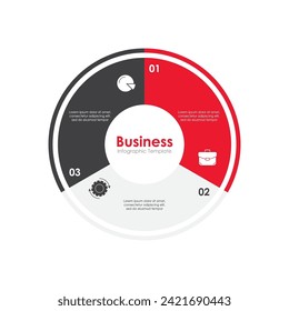 Vector circle chart infographic template for cycle diagram, graph, web design. Business concept with 3 steps, options or processes. Isolated on white background.