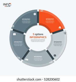Vector Circle Chart Infographic Template With 5 Options. 