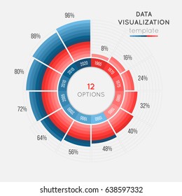 Vector Circle Chart Infographic Template For Data Visualization With 12 Parts. 
