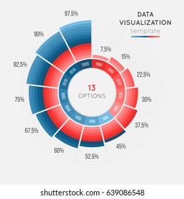 Vector Circle Chart Infographic Template For Data Visualization With 13 Parts. 