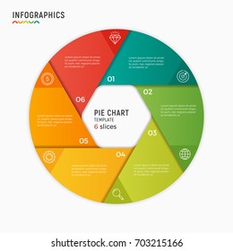 Vector circle chart infographic template. 6 options, steps, parts.