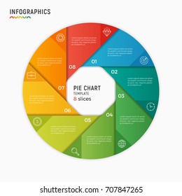 Vector circle chart infographic template. 8 options, steps, parts.