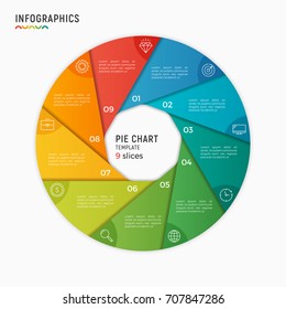 Vector Circle Chart Infographic Template. 9 Options, Steps, Parts.