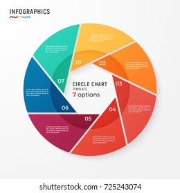 Vector circle chart infographic template for data visualization. 7 options, steps, parts.