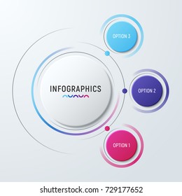 Vector circle chart infographic template for presentations, advertising, layouts, annual reports. 3 options, steps, parts.