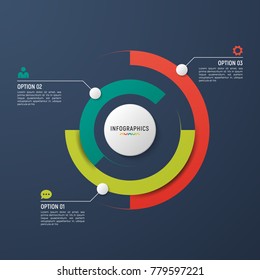 Vector Circle Chart Infographic Template For Data Visualization. 3 Options, Steps, Parts.