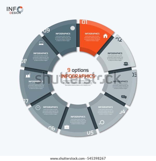 Vector Circle Chart Infographic Template With 9 Options For