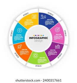 Vector circle chart template 7 option infographic for precentation.	