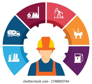 Vector circle chart template for oil and gas info graphics with 7 options