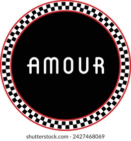 Vector Circle Checker with the word Amour