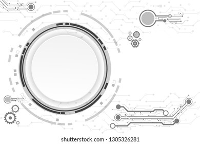 Vector circle with circuit board cyber on white background for technology background