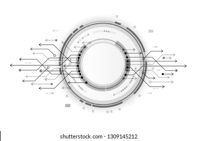 Vector circle with circuit board cyber on white background for technology background