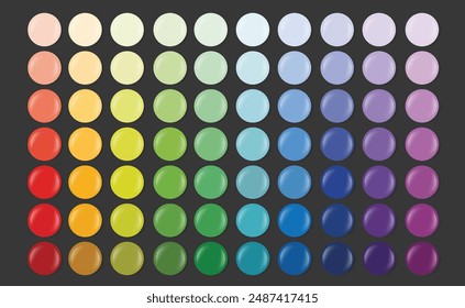 Vector circle color palette. Color swatches template for artists. Paint chart for your design	