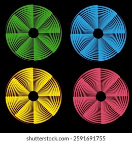 Vector Circle Colorful Icon Isolated on Black Background.