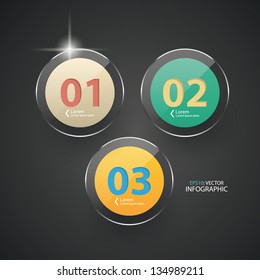 Vector circle colorful options glass banner, panels.