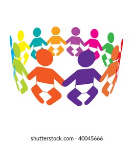 Vector Circle of Colourful Babies