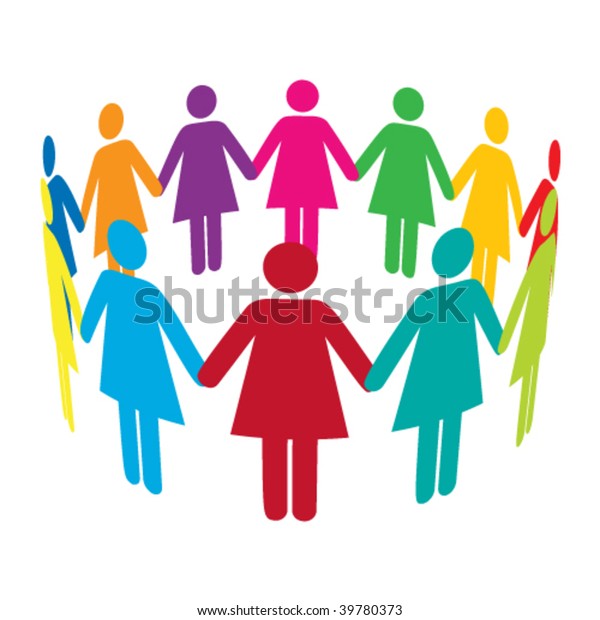 Vector Circle Colourful Women Stock Vector (Royalty Free) 39780373