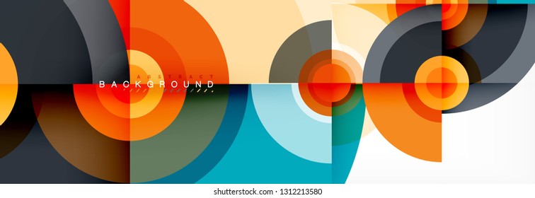 Vector circle composition, geometric minimal design illustration. Abstract background
