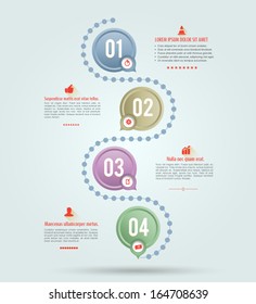 Vector circle connection with number and icons long shadows / loop business / modern template / education plan.