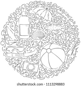 Vector Circle design with summer vacation icons