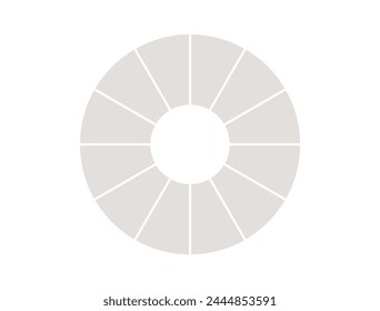 Vector circle diagram with 12 parts. Infographic or presentation template. Banner, calendar, Pie chart, waiting or loading process, circle graph. Flat vector illustration.