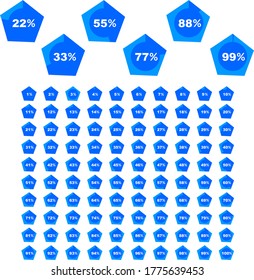 Diagrama de círculo vectorial, Infografía, conjunto de 22 a 99 puntos porcentuales 