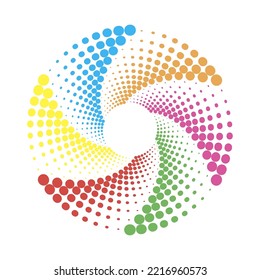 Vector Circle Dotted Colorful Icon Isolated on White Background.