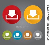 Vector : Circle Download Long Shadow Style Icon, Label, Sticker, Sign or Banner