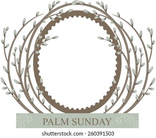 vector circle easter frame palm Sunday.