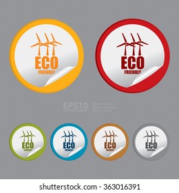 Vector : Circle Eco Friendly Product Label, Infographics Flat Icon, Peeling Sticker, Sign