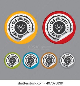 Vector : Circle Eco-Friendly Product Label, Campaign Promotion Infographics Flat Icon, Peeling Sticker, Sign
