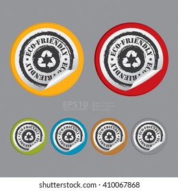 Vector : Circle Eco-Friendly - Product Label, Campaign Promotion Infographics Flat Icon, Peeling Sticker, Sign