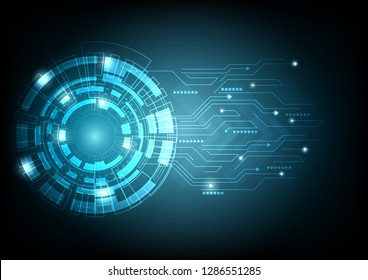 Vector circle and electricity line with blue electronic cycle.Digital data,Digital art and Abstract background concept.Abstract blue technology background.