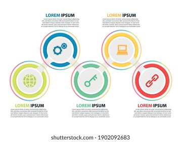 Vector circle element for infographic. Template for cycle diagram, graph, presentation and round chart. Business concept with 5 options, parts, steps or processes. Abstract background.