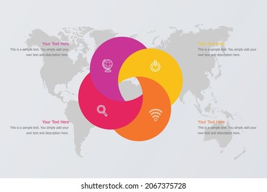Vector circle element for infographic. Template for cycling diagram, graph, presentation. Business concept with 4 options
