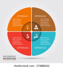 Vector circle element for infographic. Template for cycling diagram, graph, presentation. Business concept with 4 options, parts, steps or processes. Abstract background