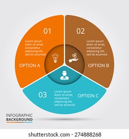 Vector Circle Element For Infographic. Template For Cycling Diagram, Graph, Presentation. Business Concept With 3 Options, Parts, Steps Or Processes. Abstract Background