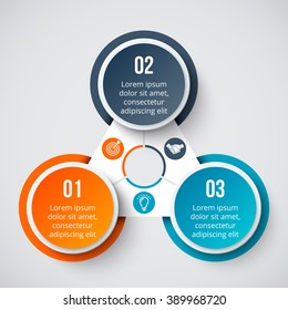 Vector circle element for infographic. Template for cycle diagram, graph, presentation and round chart. Business concept with 3 options, parts, steps or processes. Abstract background.