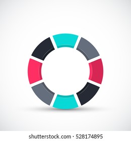Vector circle element for infographic. Template for cycle diagram, graph, presentation and round chart. Business concept with 8 options, parts, steps or processes. Abstract background.