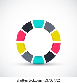 Vector circle element for infographic. Template for cycle diagram, graph, presentation and round chart. Business concept with 10 options, parts, steps or processes. Abstract background.