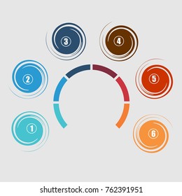 Vector circle element for infographic. Template for cycle diagram, graph, presentation and round chart. Business concept with 7 options, parts, steps or processes. Abstract background.