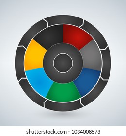 Vector circle elements for infographic. Template for cycling diagram, graph, presentation and round chart. Business concept with 7 main options, parts, steps or processes.