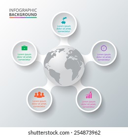 Vector circle elements for infographic. Template for cycling diagram, graph, presentation. Business concept with 5 options, parts, steps or processes. Abstract background.