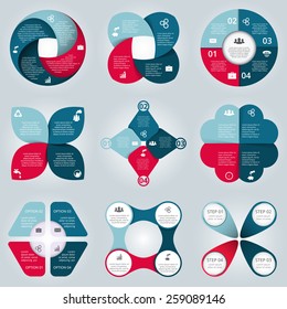 Vector circle elements for infographic. Template for cycling diagram, graph, presentation and round chart. Business concept with  4 options, parts, steps or processes. Abstract background.