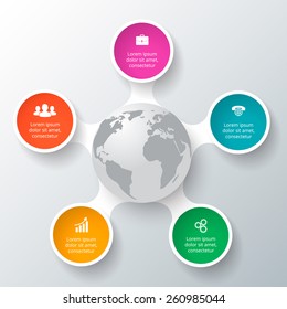 Vector circle elements for infographic. Template for cycling diagram, graph, presentation. Business concept with 5 options, parts, steps or processes. Abstract background